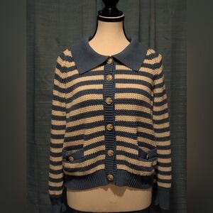 Spartina 449 Blue and Cream Knit Sweater